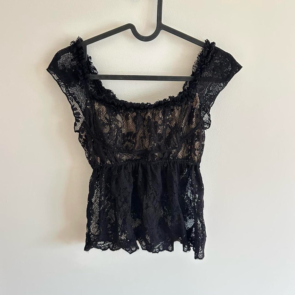 Black lace Bebe babydoll top